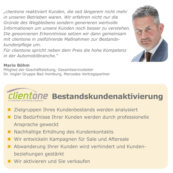 Clientone Bestandskundenaktivierung